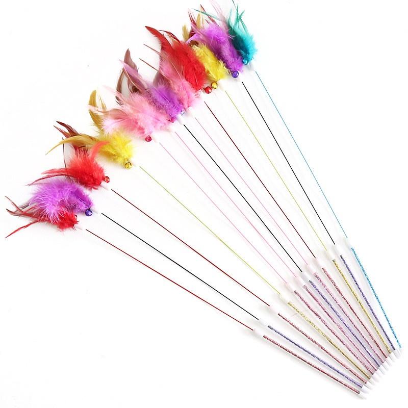 逗貓棒🔥真便宜現貨🔥鈴鐺逗貓棒 彩色羽毛逗貓棒 逗貓竿 逗貓桿 帶鈴鐺貓玩具 貓咪玩具 逗貓棒 寵物玩具-細節圖2