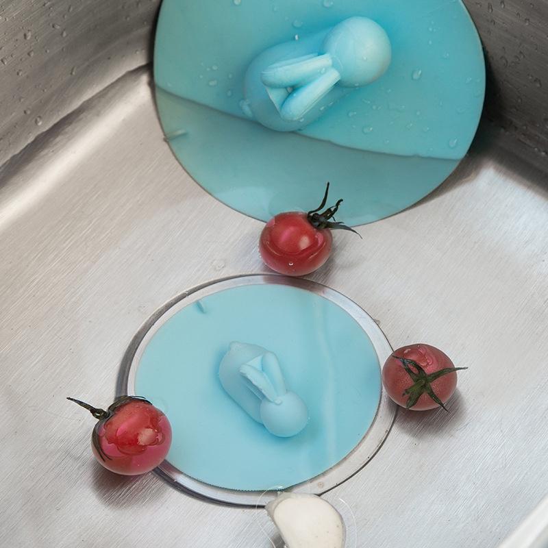 排水孔蓋🔥真便宜現貨🔥萌兔地漏蓋 防臭防堵塞蓋 水槽蓋 封閉矽膠地漏 硅膠水槽過濾器 防臭地漏蓋-細節圖3