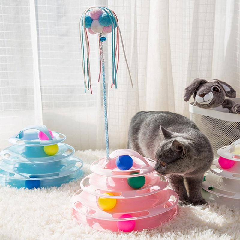 四層貓咪遊樂盤🔥真便宜現貨🔥貓咪軌道球 四層貓轉盤 遊樂轉盤球 貓塔解悶玩具球  貓玩具 軌道球 貓咪玩具 寵物玩具-細節圖3