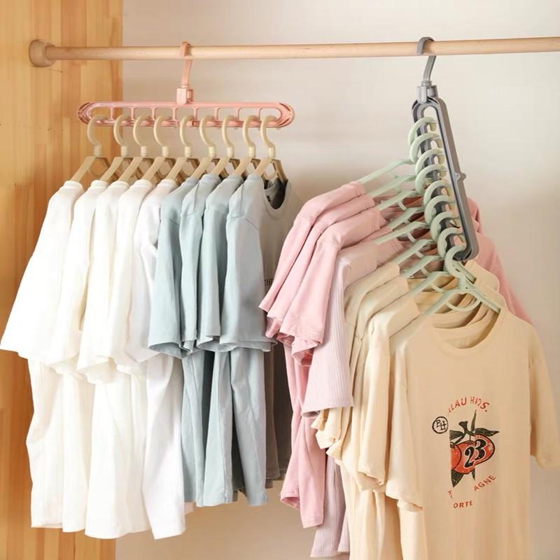 多功能衣架🔥真便宜現貨🔥衣架 曬衣架 塑膠衣架 九孔衣櫃收納神器 折疊家用旋轉晾衣架 魔術掛勾-細節圖3