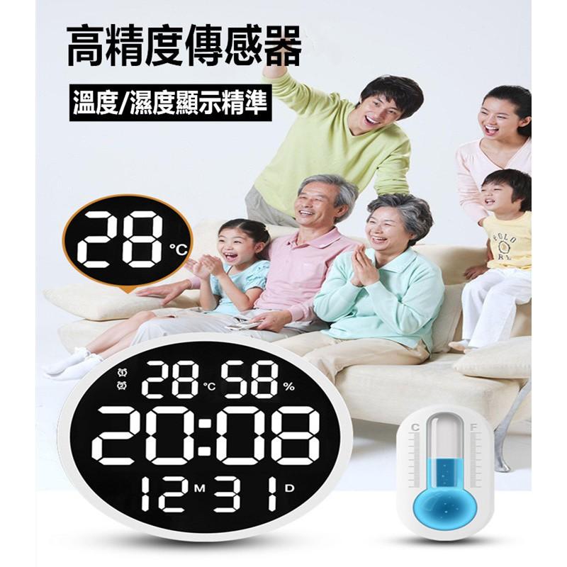 大圓形LED時鐘🔥真便宜現貨🔥時鐘 掛鐘 LED圓形掛鐘 静音數字温濕度電子鐘12寸 辦公室居家時鐘-細節圖4