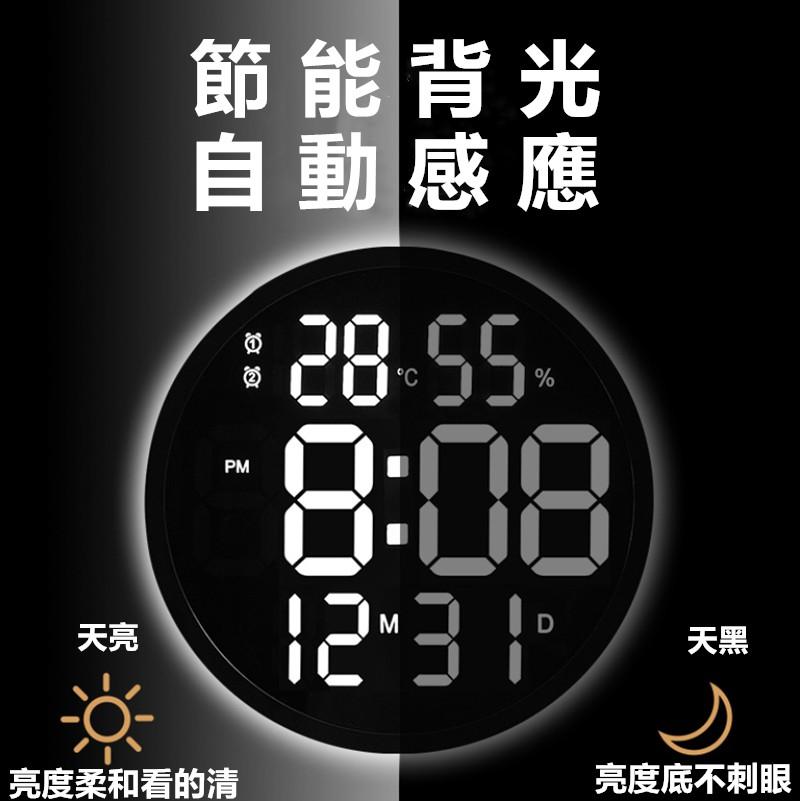 大圓形LED時鐘🔥真便宜現貨🔥時鐘 掛鐘 LED圓形掛鐘 静音數字温濕度電子鐘12寸 辦公室居家時鐘-細節圖6