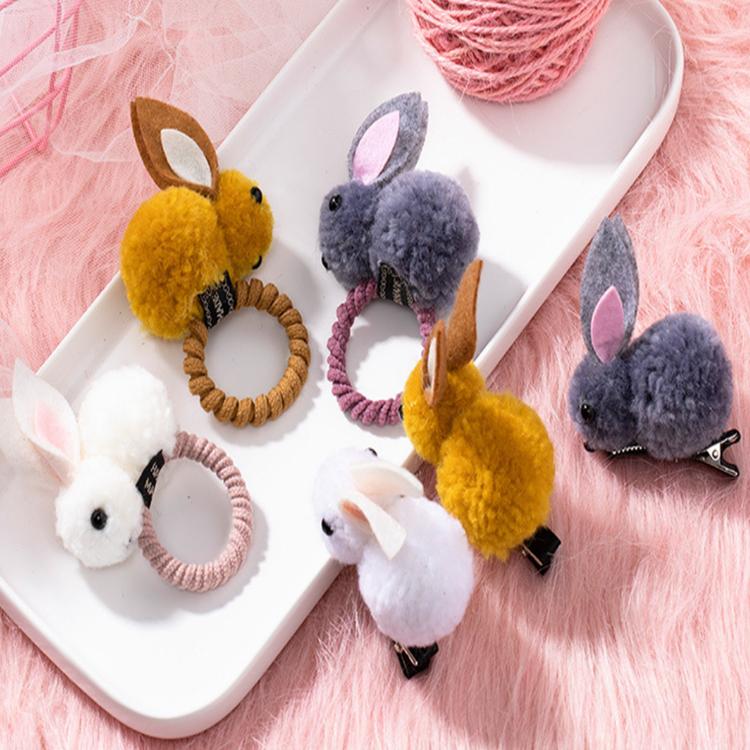 兔子髮飾🔥真便宜現貨🔥毛絨髮飾 兔耳朵髮夾 頭髮髮飾 髮飾 髮繩 髮圈 女童髮 繩髮夾-細節圖4