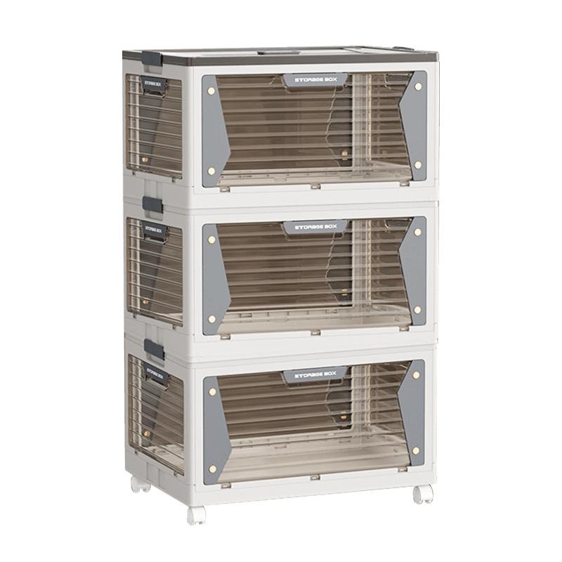 五開折疊收納櫃 萬向輪折疊收納箱 三層收納箱 收納箱大容量 衣服收納櫃  摺疊收納箱 棉被收納箱-細節圖2