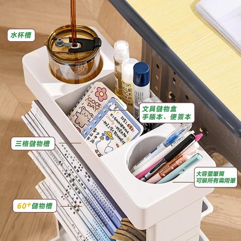 移動書架 收納推車 五層滑輪置物架  書本收納置物架 桌邊置物架 收納櫃  書桌收納置物架-細節圖5