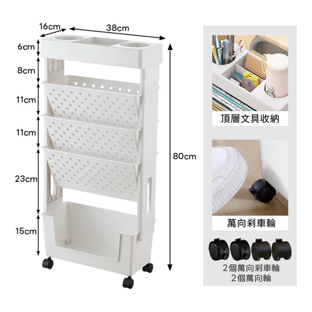 移動書架 收納推車 五層滑輪置物架  書本收納置物架 桌邊置物架 收納櫃  書桌收納置物架-細節圖10