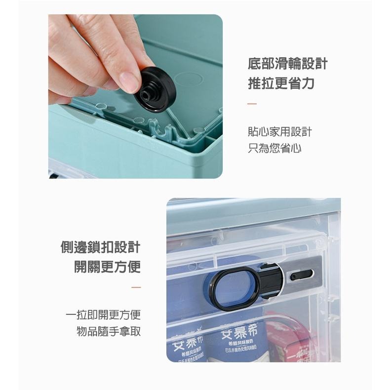 折疊收納箱 三開門摺疊收納箱 22L 滑輪整理箱 置物箱  衣服收納盒 衣櫃收納盒 折疊收納盒-細節圖7