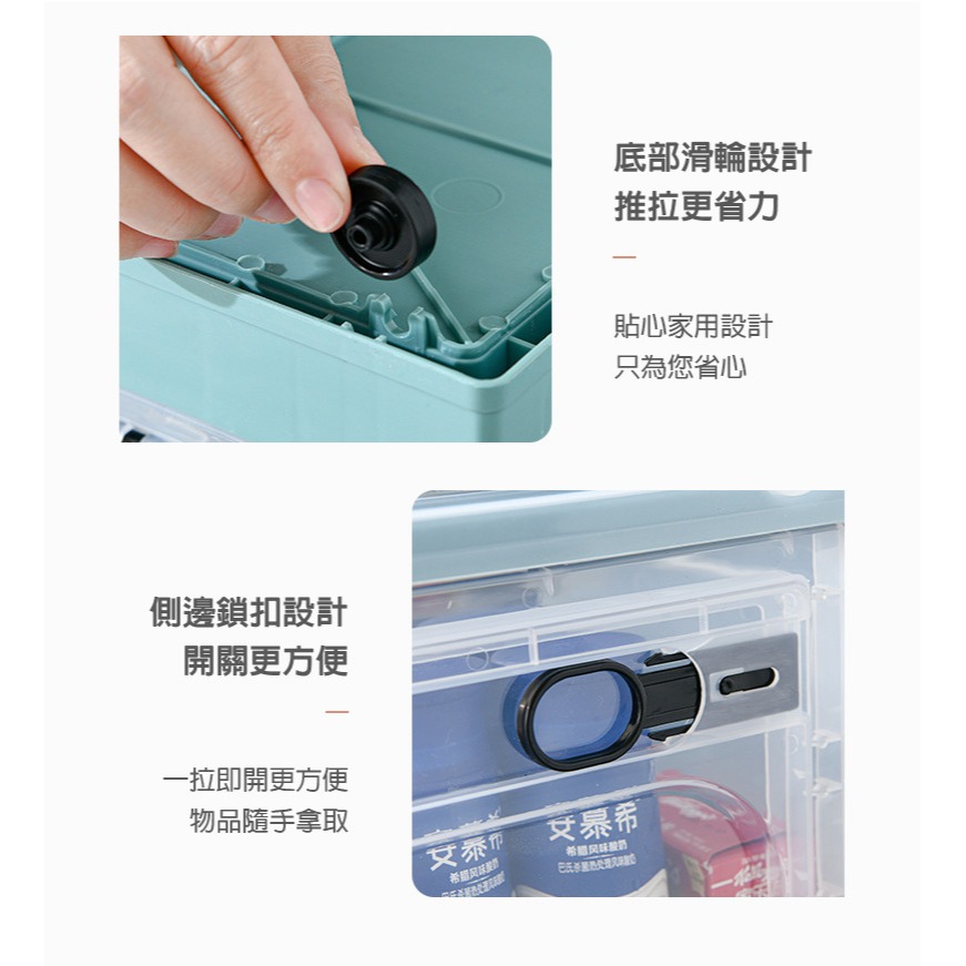 折疊收納箱 三開門摺疊收納箱 22L 滑輪整理箱 置物箱  衣服收納盒 衣櫃收納盒 折疊收納盒-細節圖9