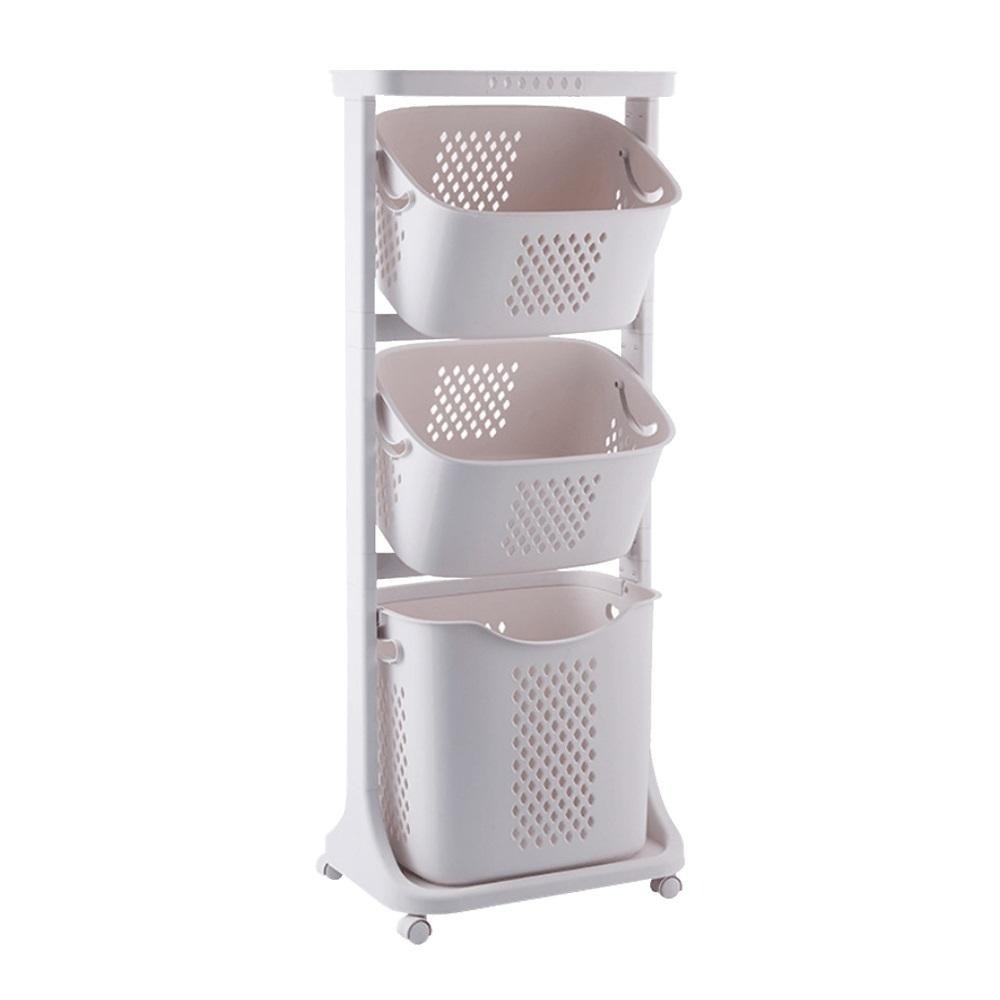 髒衣籃 洗衣籃 滑輪置物籃 分類洗衣籃 推車 雙層洗衣籃 浴室收納架 三層洗衣籃  洗衣籃推車-細節圖2