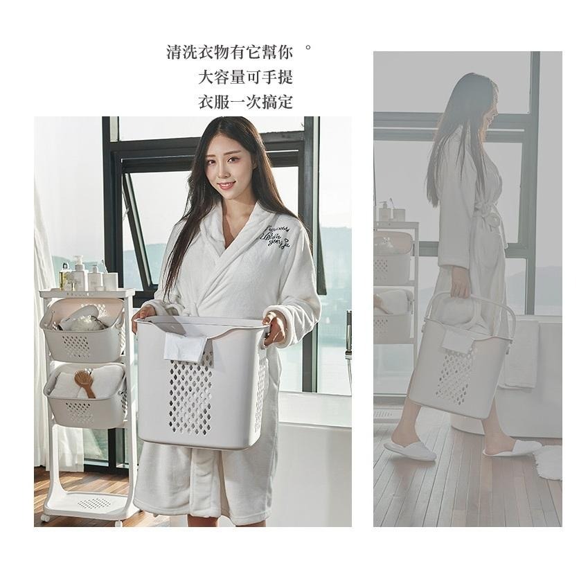 髒衣籃 洗衣籃 滑輪置物籃 分類洗衣籃 推車 雙層洗衣籃 浴室收納架 三層洗衣籃  洗衣籃推車-細節圖5