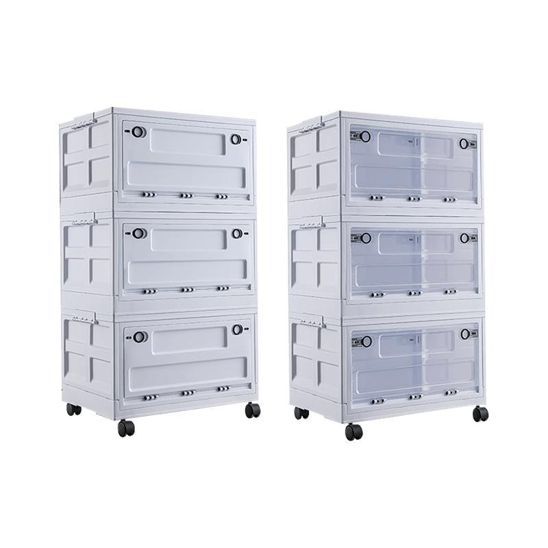 萬向輪三開門折疊收納箱 摺疊收納箱 衣服收納 三層收納櫃 衣櫃收納盒 衣服收納櫃-細節圖2