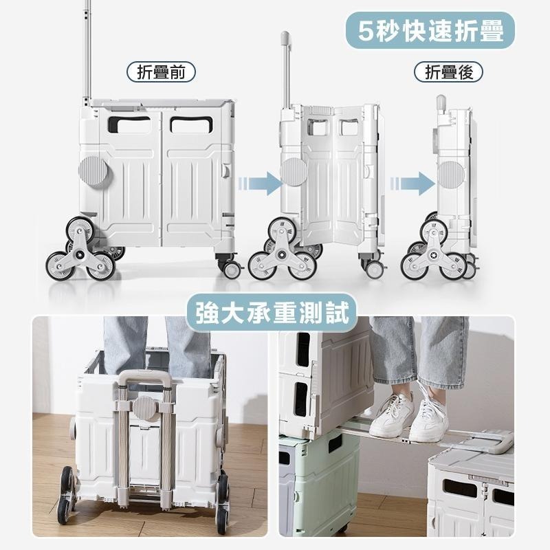 折疊購物車 升級平拉收納車 露營推車  菜籃車 手推車 買菜車 置物推車-細節圖4