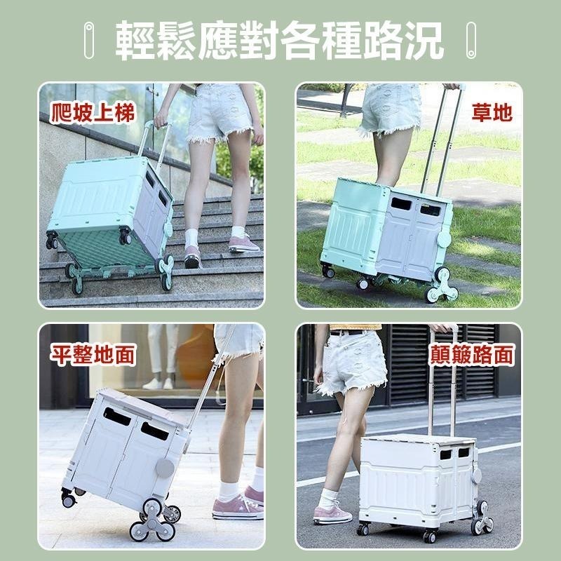 折疊購物車 升級平拉收納車 露營推車  菜籃車 手推車 買菜車 置物推車-細節圖8