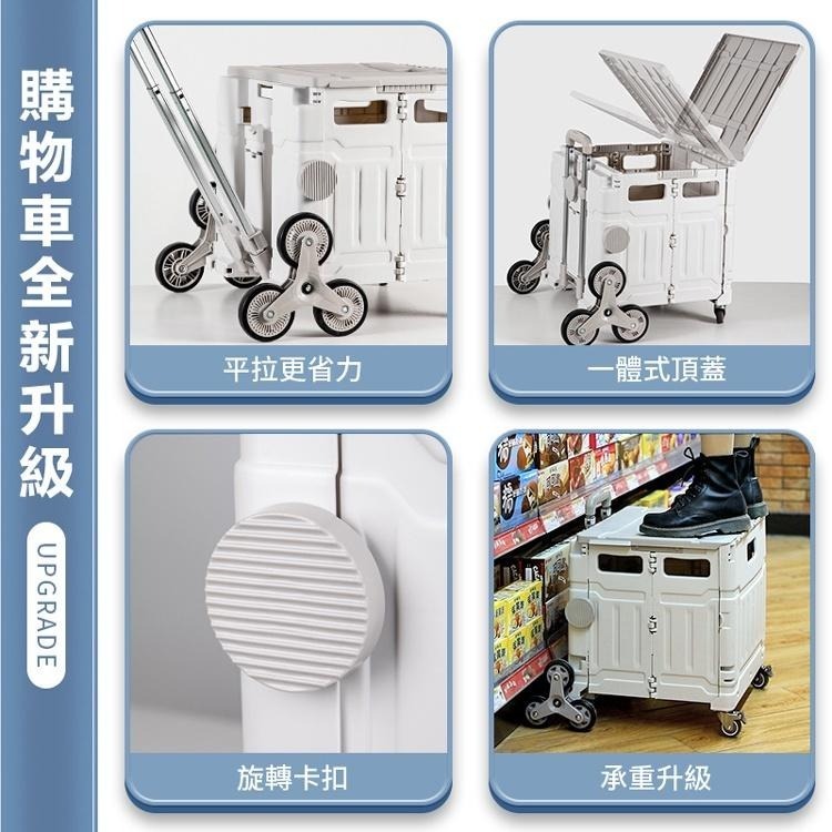折疊購物車 升級平拉收納車 露營推車  菜籃車 手推車 買菜車 置物推車-細節圖5