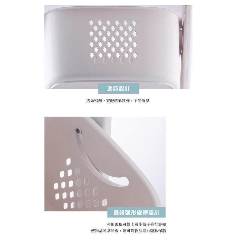 洗衣籃 髒衣籃 滑輪置物籃 分類洗衣籃 推車 雙層洗衣籃 浴室收納架 三層洗衣籃  洗衣籃推車-細節圖5