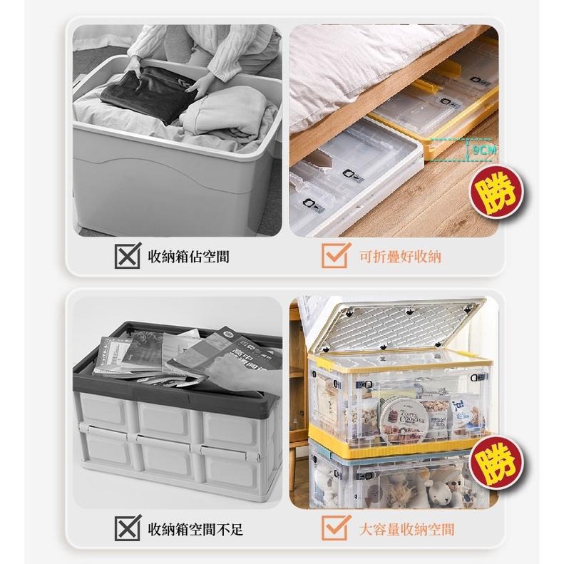折疊收納箱 72L 五開門摺疊收納箱 大容量收納箱 滑輪摺疊收納箱 掀蓋-細節圖2
