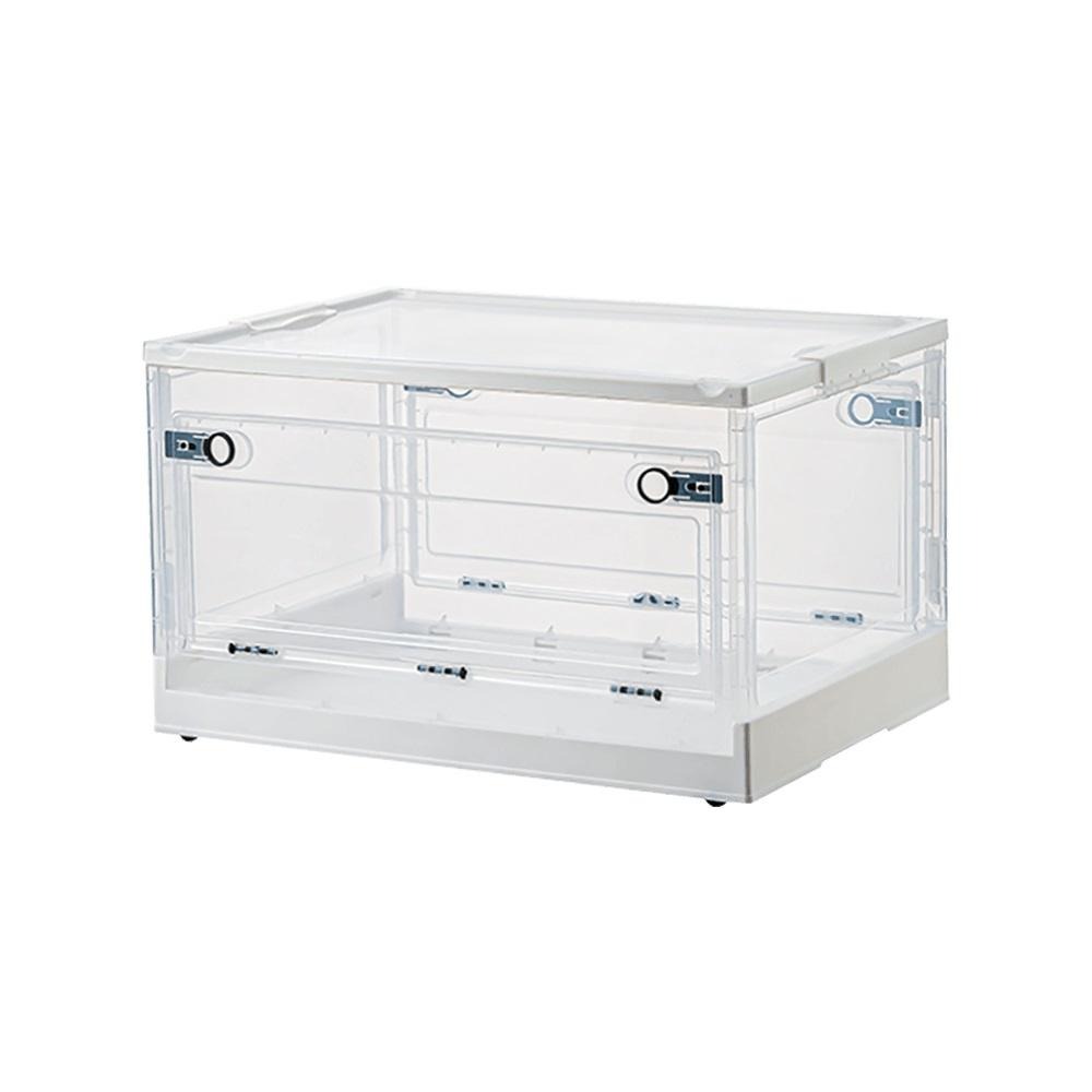 折疊收納箱 72L巨大三開門折疊收納箱 滑輪摺疊收納箱 衣服收納盒 衣櫃收納盒-細節圖2