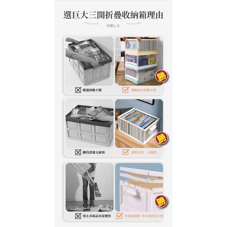 折疊收納箱 72L巨大三開門折疊收納箱 滑輪摺疊收納箱 衣服收納盒 衣櫃收納盒-細節圖3