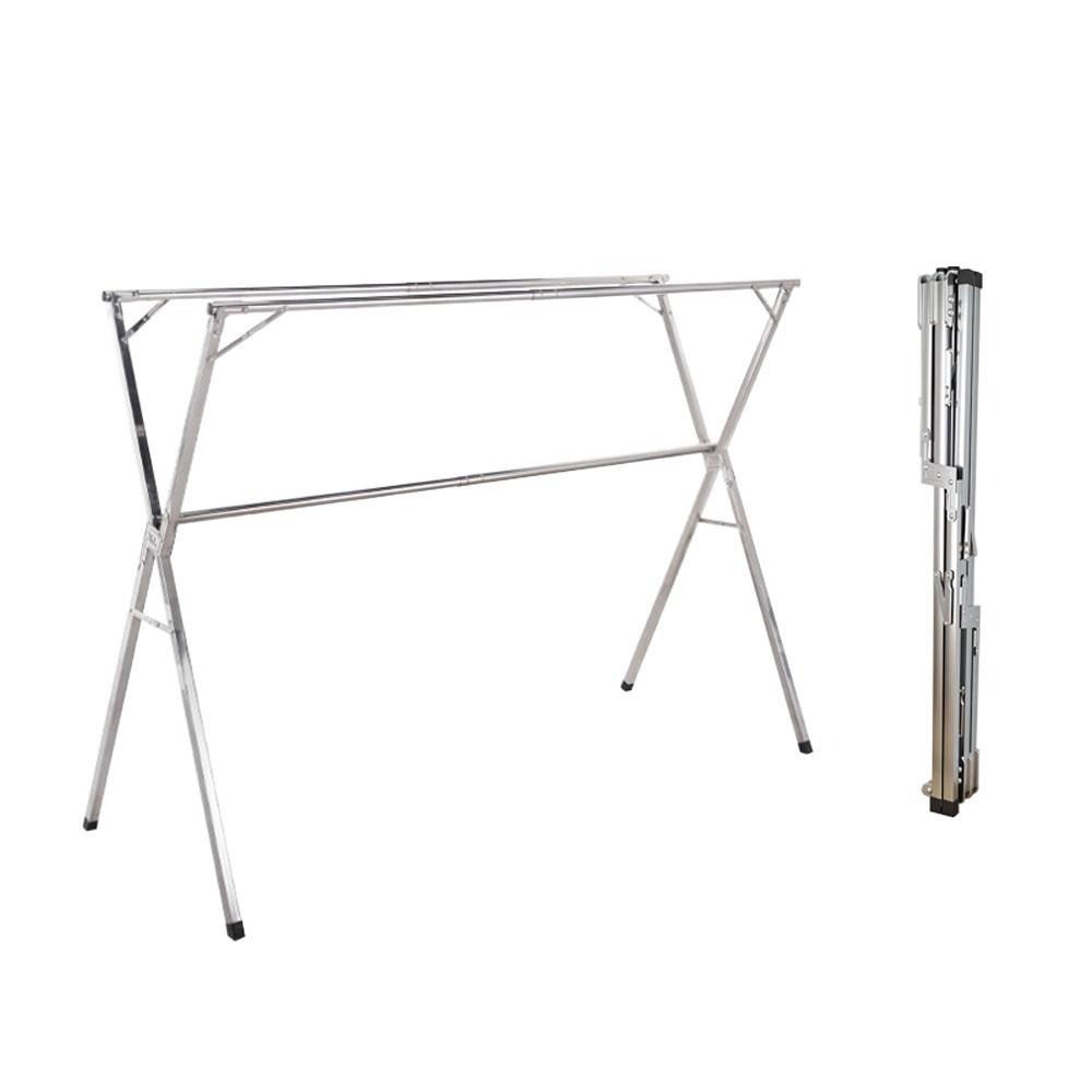 曬衣架 不鏽鋼晾衣架 X型三桿伸縮掛衣架【贈防風扣 襪夾】 晾衣架-細節圖2