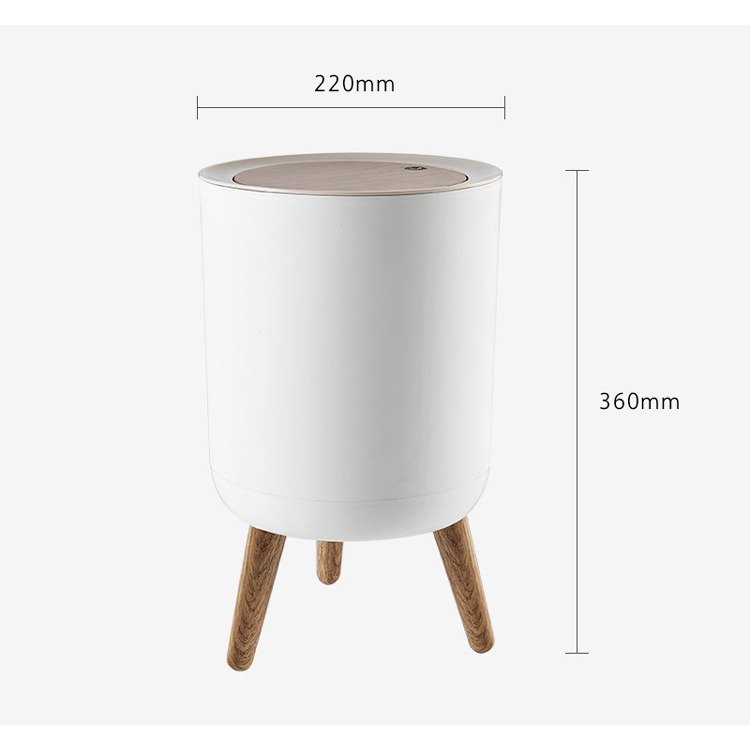 彈蓋垃圾桶 木紋高腳按壓垃圾桶  帶蓋垃圾桶  桌面垃圾桶北歐  收納筒 附蓋垃圾-細節圖11