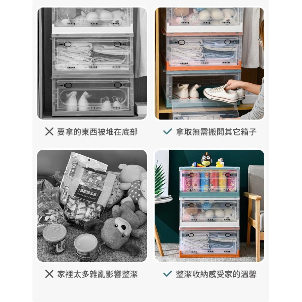 【折疊收納箱】三開門折疊收納箱 (102L/72L / 42L/22L) 滑輪摺疊收納箱 衣服收納盒 衣櫃收納盒-細節圖2