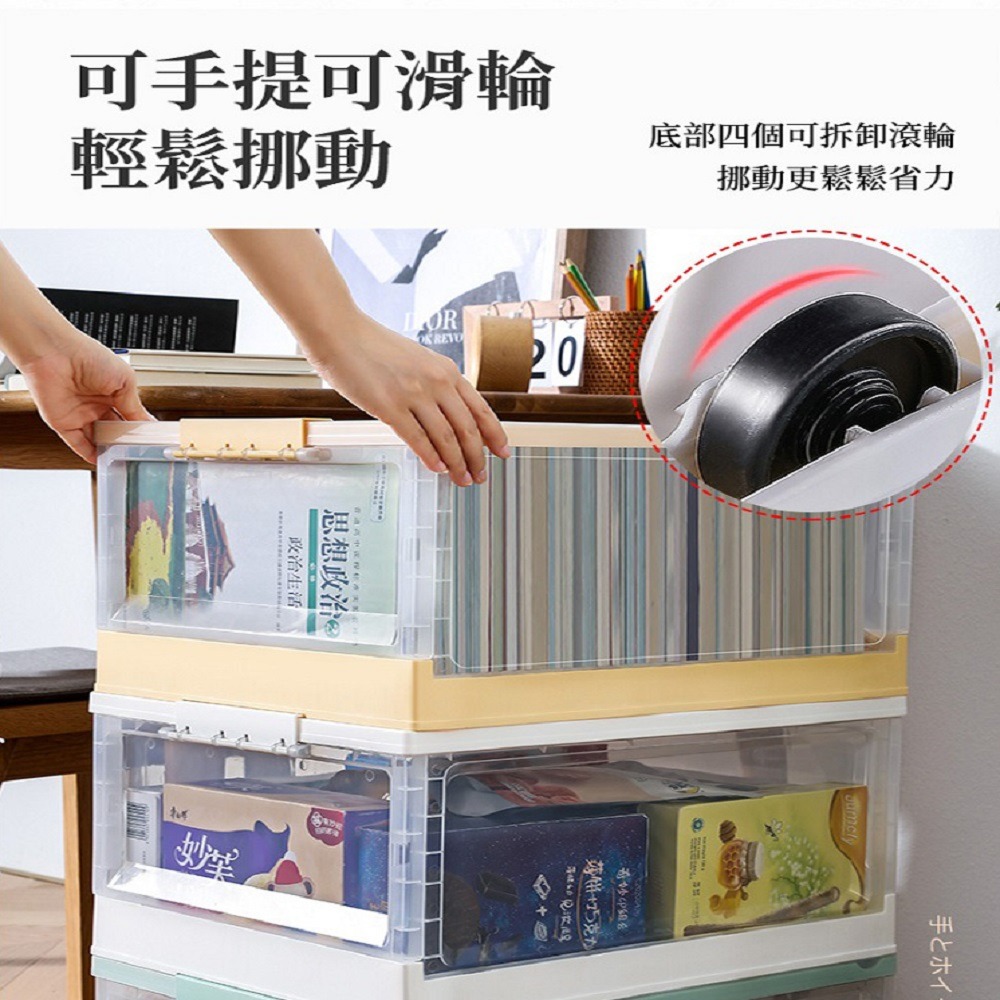 【折疊收納箱】三開門折疊收納箱 (102L/72L / 42L/22L) 滑輪摺疊收納箱 衣服收納盒 衣櫃收納盒-細節圖9