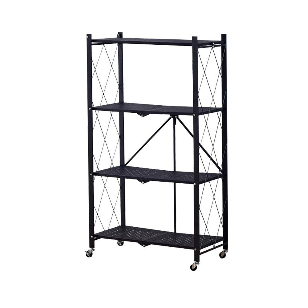 免安裝折疊置物架 微波爐置物架 工業風置物架 收納架 廚房收納架 層架 三層置物架-細節圖2