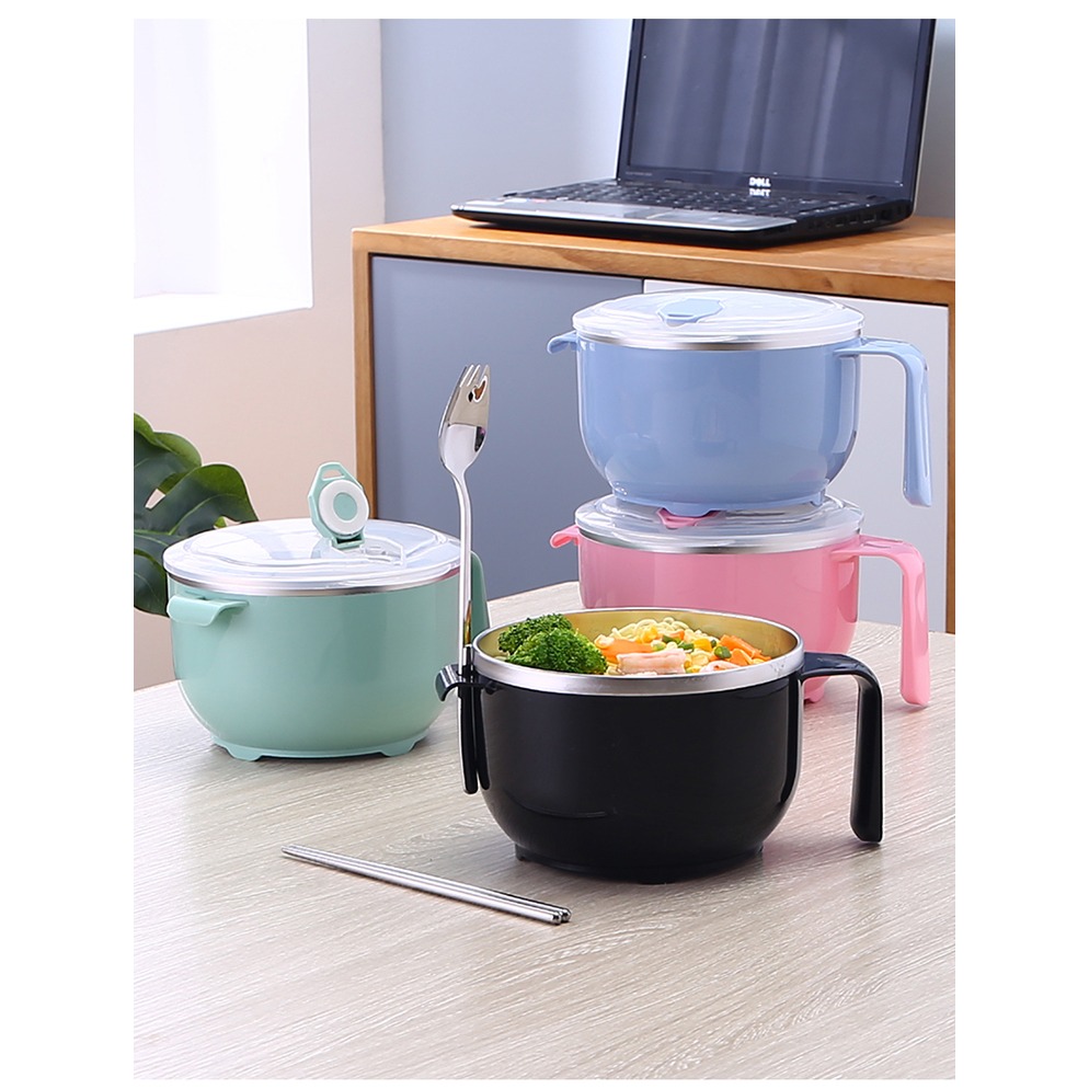 【泡麵碗送保溫袋】泡麵碗 大容量304不鏽鋼泡麵碗 沙拉碗 隔熱碗-細節圖10