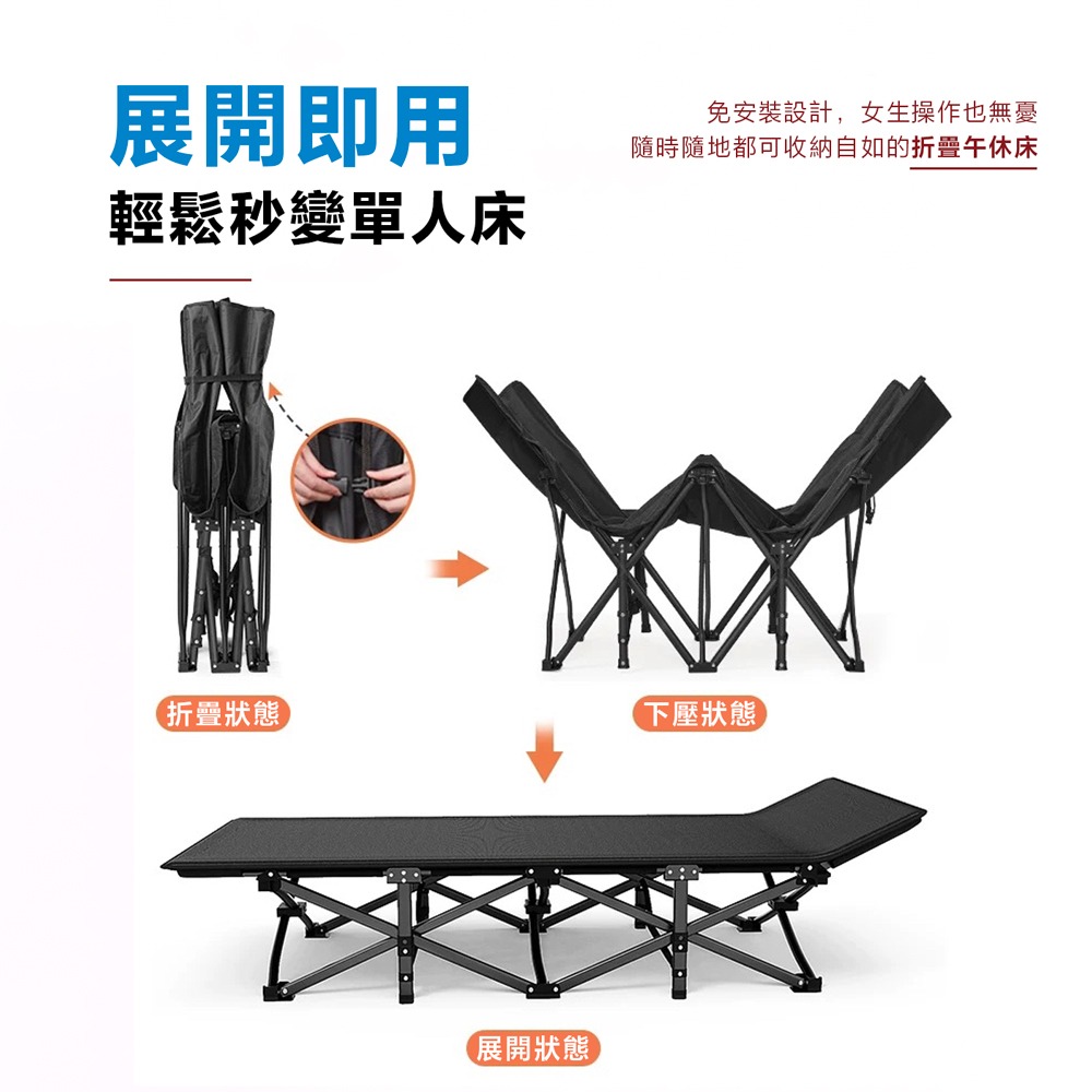方管折疊床 摺疊床 送收納袋 看護床 單人床 行軍床 折疊床 躺椅 睡椅 休閒床 午睡床-細節圖4
