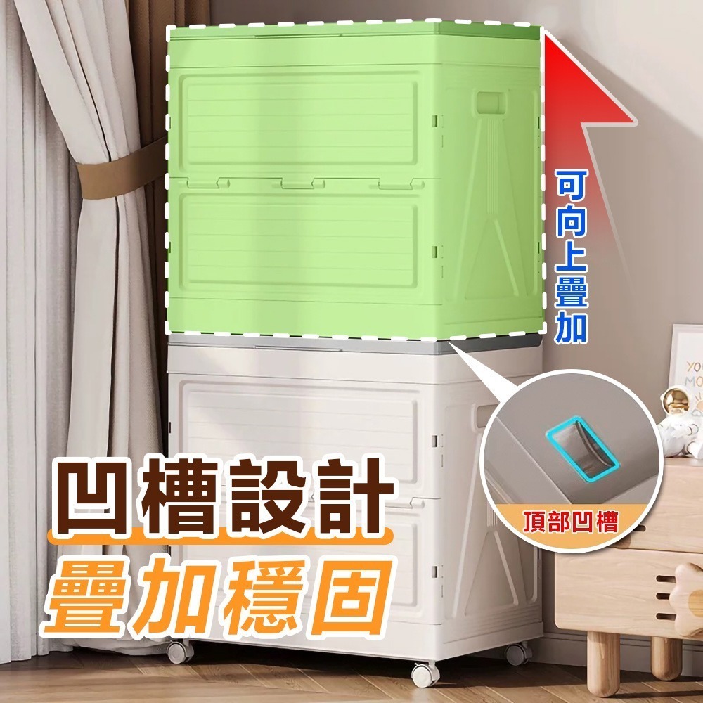 130L大容量海星 折疊收納箱 翻蓋附輪收納箱 收納櫃 棉被收納箱 玩具收納箱 棉被收納櫃-細節圖4