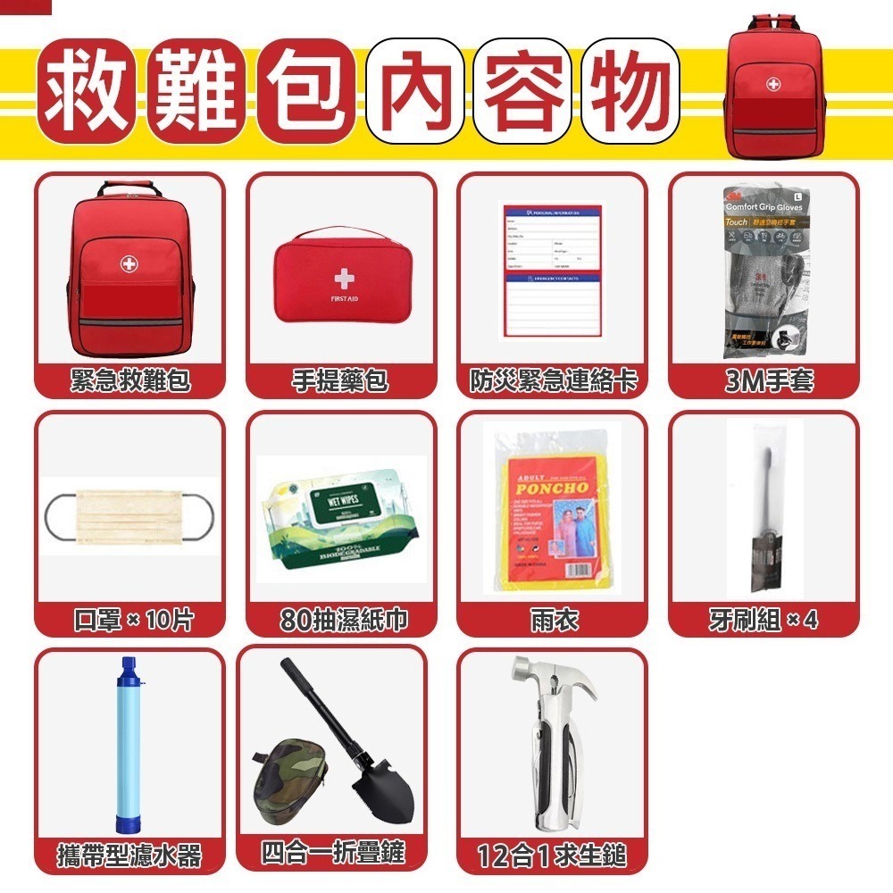 緊急避難包+急救包 專業地震防災包(地震包 急難救助包 避難包 防災包 急救防災包 )-細節圖8