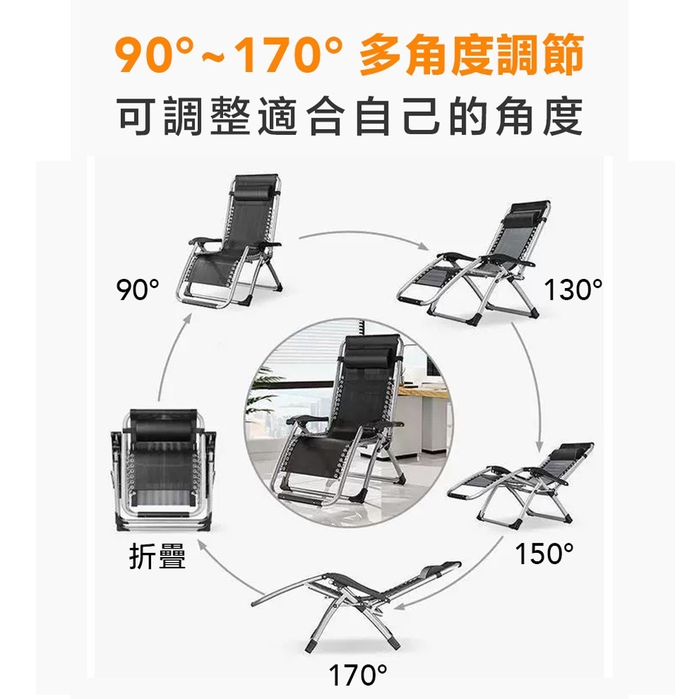 折疊躺椅 免運 方管加粗款 躺椅 送杯架枕頭 透氣 休閒躺椅 摺疊躺椅 摺疊椅 涼椅 午睡躺椅  折疊椅-細節圖3