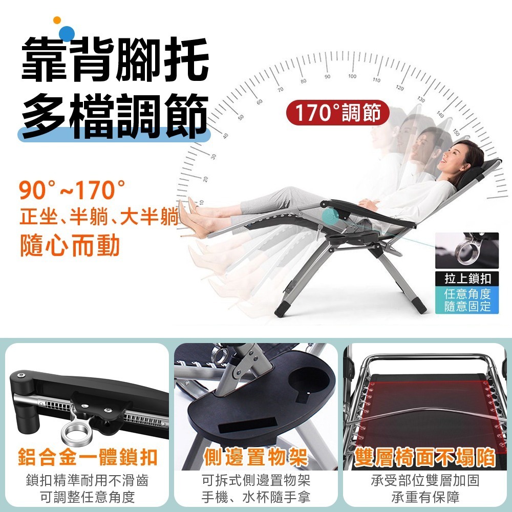 折疊躺椅 免運 方管加粗款 躺椅 送杯架枕頭 透氣 休閒躺椅 摺疊躺椅 摺疊椅 涼椅 午睡躺椅  折疊椅-細節圖4