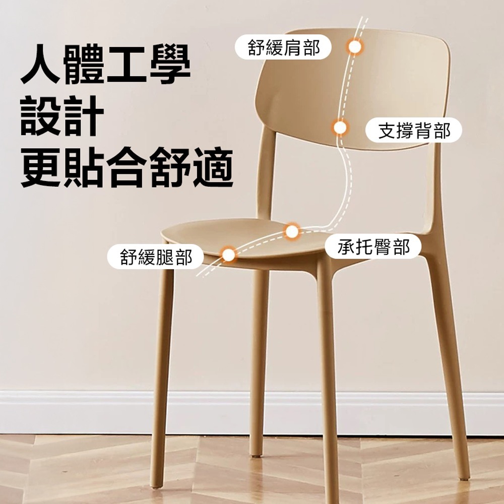 餐椅 加固牛角餐椅 椅子 一體式牛角椅 休閒椅 靠背椅 餐桌椅 塑膠椅-細節圖6