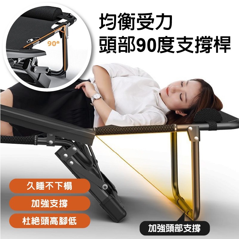 折疊躺椅 折疊床  躺椅折疊床 附頭枕(雙方管 躺椅 午睡床 折疊椅 摺疊床)-細節圖8