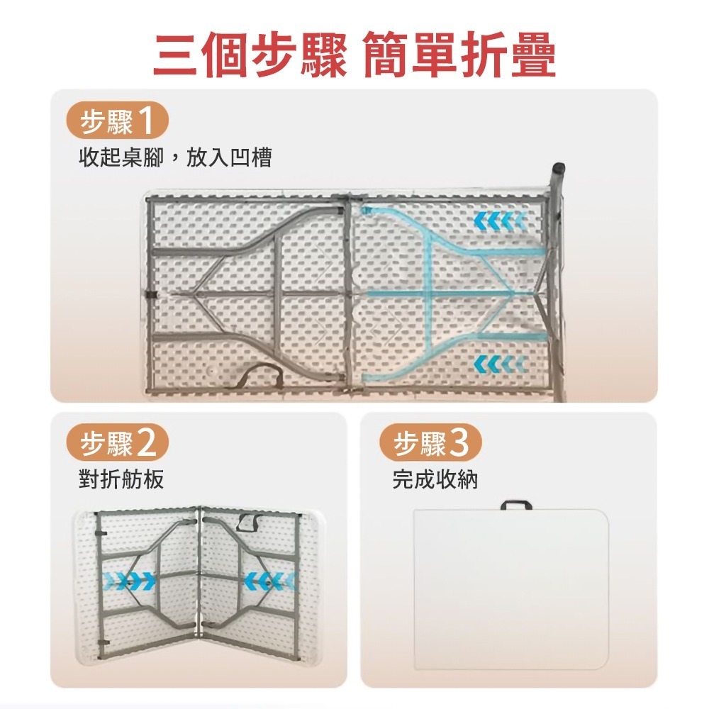 折疊桌 手提折疊露營桌 180x76 (摺疊桌 餐桌 露營桌 會議桌 書桌 辦公桌 戶外桌 擺攤桌)-細節圖11