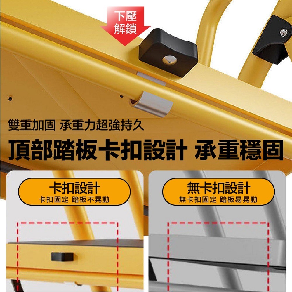 梯子 全鋼人字梯 升級安全扶手加大踏板 折疊梯 家用人字梯 摺疊梯 工作梯 工具梯 家用梯-細節圖5