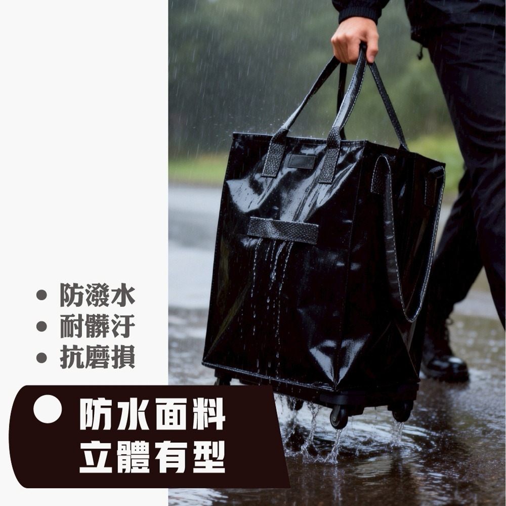 可登機 折疊購物袋推車 大容量手提防水 折疊購物車 摺疊拖車包 (旅行袋 登機包 買菜車 摺疊購物車)-細節圖9