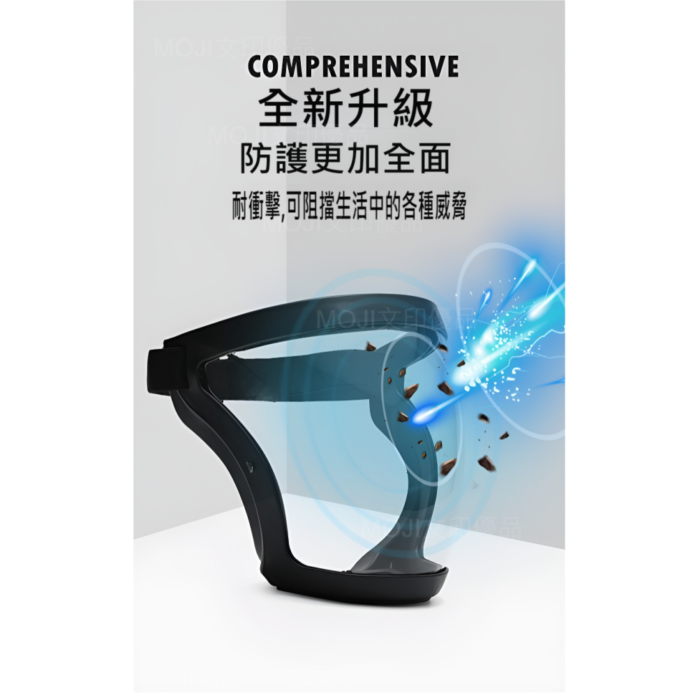 MOJI文印優品[台灣現貨~免等]防霧 騎行安全面罩 高清透明防飛沫面罩 大鏡面防濺面罩 護臉罩 防疫護目鏡 防霧保護隔-細節圖4