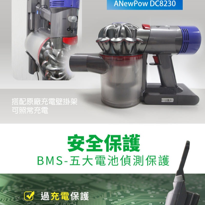 【ANewPow】Dyson V8 DC8230 3000mah 副廠鋰電池(前置濾網+後置濾網)-細節圖4