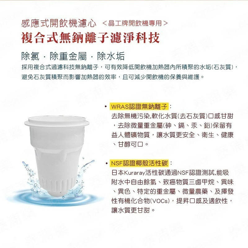 【晶工牌】適用CF-2501A 感應式開飲機專用濾心(4入/組)-細節圖5