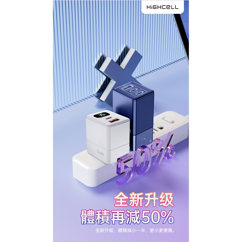 【HIGHCELL】 35W雙孔 氮化鎵充電器/快充頭/充電頭/插頭 LED顯示螢幕(USB + Type-C)-細節圖4