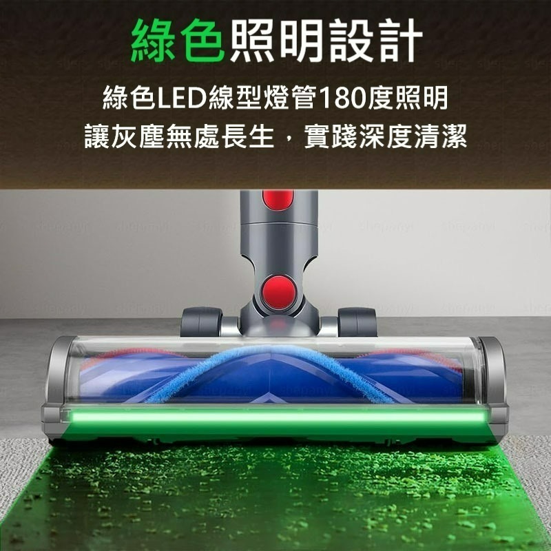 【禾淨家用HG】Dyson戴森 適用V7.V8.V10.V11.V15系列 副廠 防纏繞綠光全光域電動吸頭(1入/組)-細節圖4