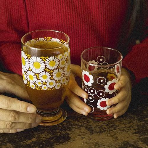 ☆星羽默★ 小舖 日本 Aderia 昭和復古花朵系列 飲料杯 335cc (1入/4款可選) 特價中! 果汁杯-細節圖8