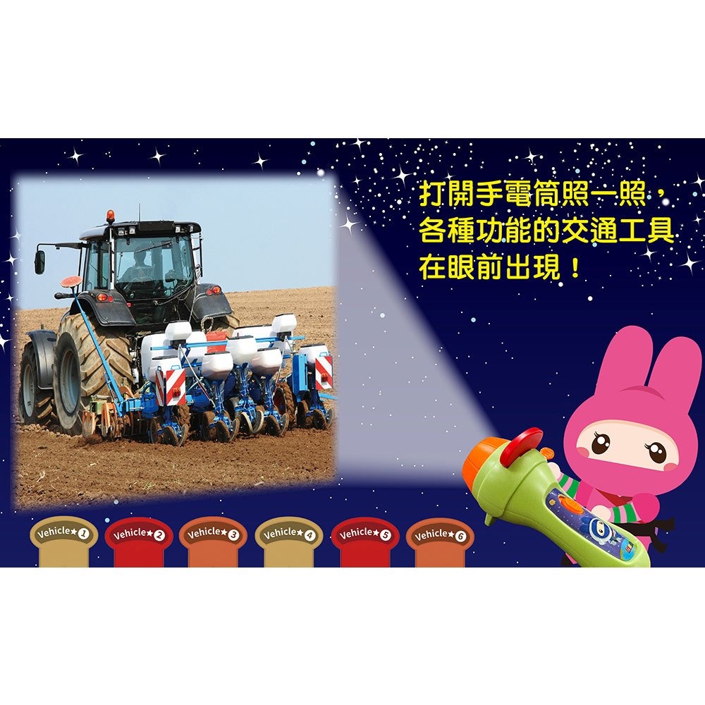 【樂在生活館】幼福 忍者兔魔法投影手電筒：功能車百科圖鑑【48張投影影像，帶你認識各具本領的交通工具】-細節圖5