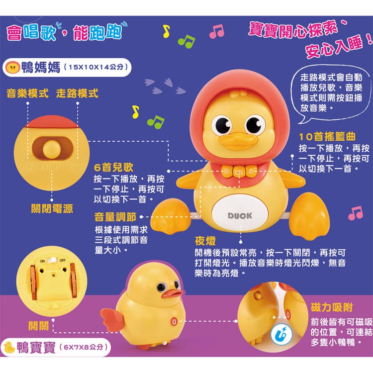 【樂在生活館】双美 音樂搖擺呆萌鴨：（內附1隻鴨媽媽+2隻鴨寶寶）-細節圖2