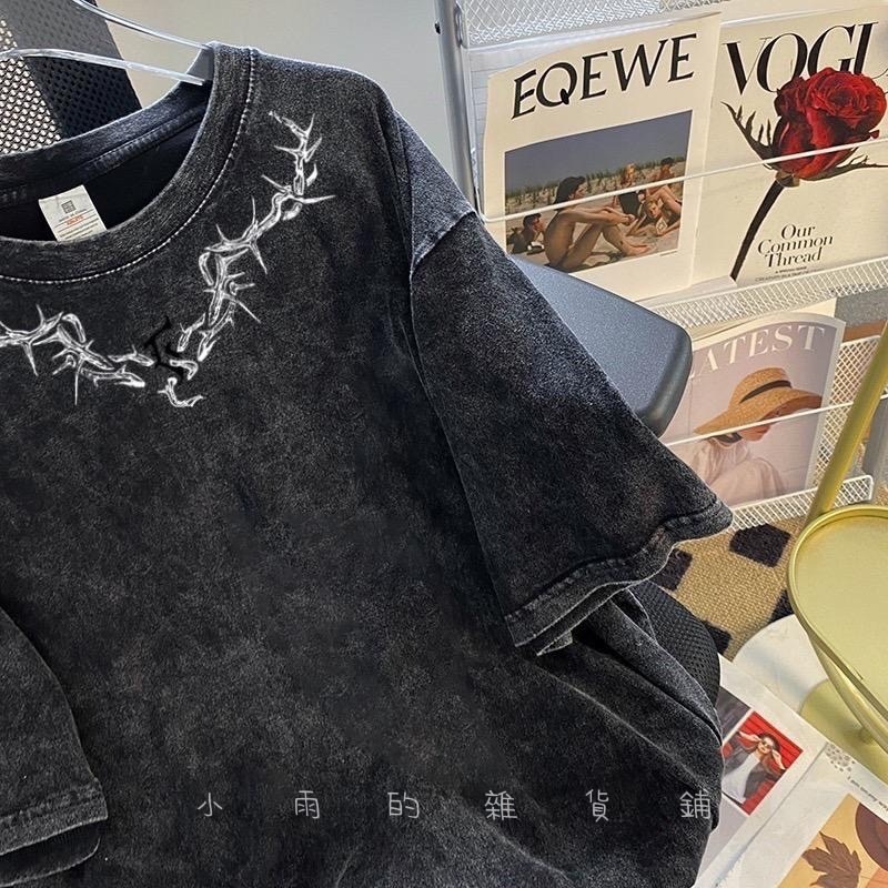 洗舊純棉230克後包領情侶上衣-細節圖3