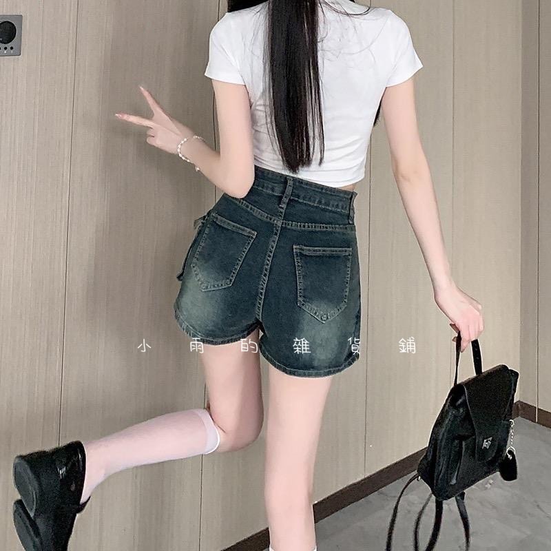 復古牛仔設計高腰a字包臀防走光裙褲-細節圖2