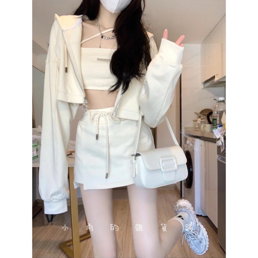 甜辣妹純欲連帽套裝裙三件套-細節圖2