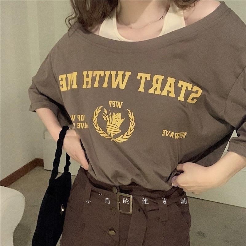 短款露肩假兩件寬松設計感小眾上衣-細節圖3